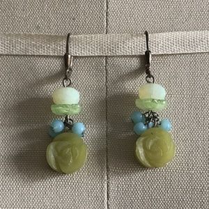 Vintage Glass Beads and Sterling Silver  Earrings